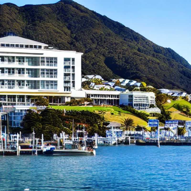 Vue panoramique de Wellington, Nouvelle-Zélande, baignée par le soleil estival, un écrin de luxe potentiel pour des vacances inoubliables.