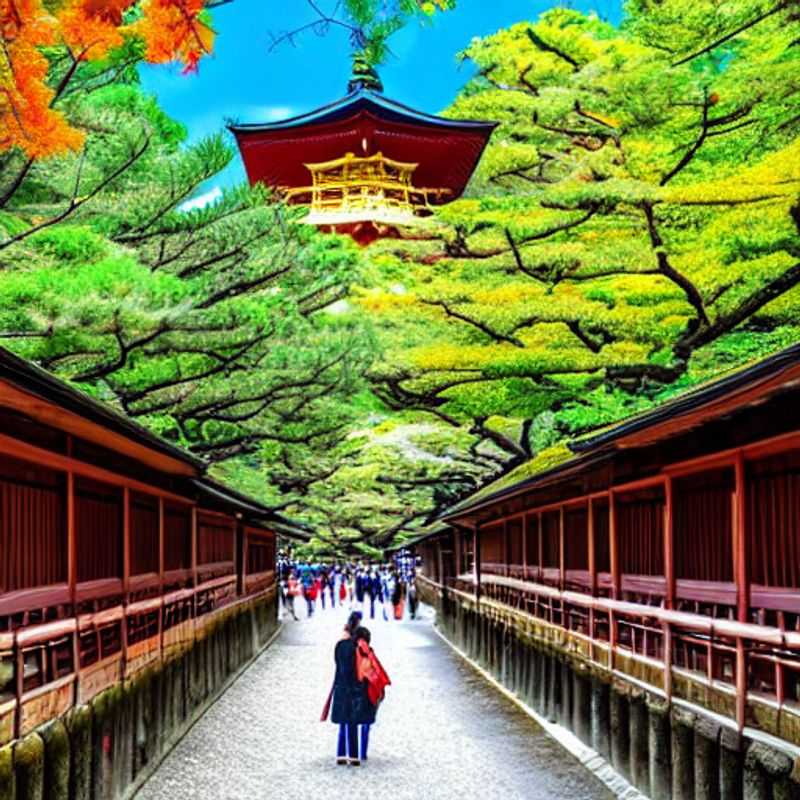 Jardin zen luxuriant à Kyoto, Japon, offrant un havre de paix rafraîchissant et raffiné, parfait pour un séjour estival de luxe.