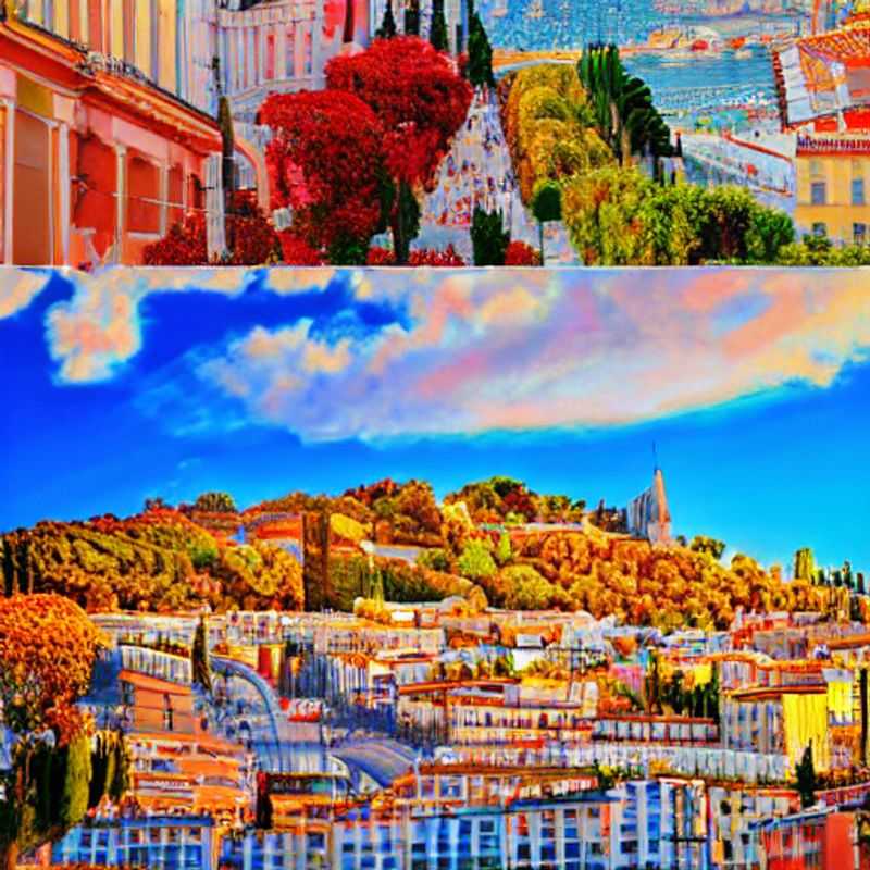 Vue azur imprenable sur la Baie des Anges depuis un hôtel de luxe à Nice, promesse d'un été inoubliable et somptueux sur la Côte d'Azur.