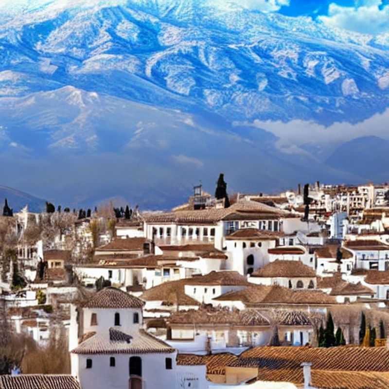 L'Alhambra baignée de soleil : un joyau andalou scintillant, promesse d'un été luxueux et inoubliable à Grenade, Espagne. (The Alhambra bathed in sunshine: a sparkling Andalusian jewel, promising a luxurious and unforgettable summer in Granada, Spain.)