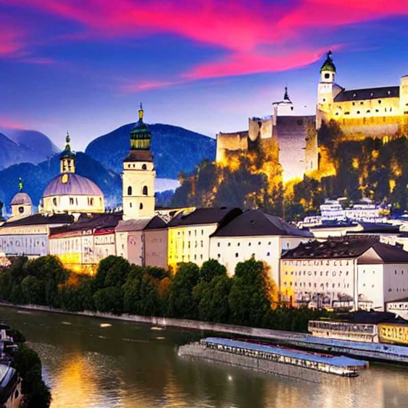 Le charme baroque de Salzbourg sous le soleil d'été : une destination de luxe idyllique, avec ses bâtiments historiques baignés de lumière et promettant une escapade inoubliable. (The baroque charm of Salzburg under the summer sun: an idyllic luxury destination, with its historic buildings bathed in light and promising an unforgettable getaway.)