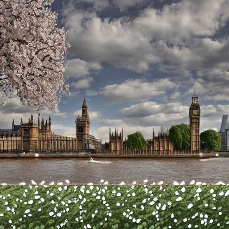 Un panorama estival de Londres, Royaume-Uni, capturant l'élégance et le dynamisme de la ville, un aperçu des expériences luxueuses possibles pendant les vacances d'été.