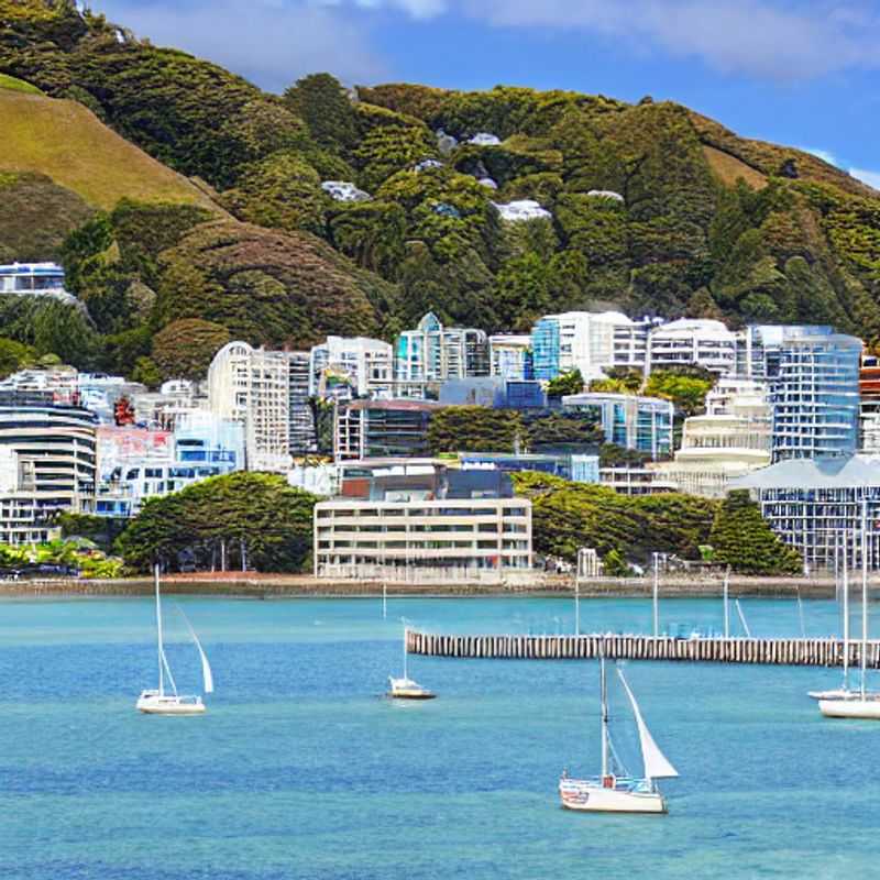 Vues panoramiques de Wellington, Nouvelle-Zélande, baignée par le soleil d'été, promesse d'une escapade de luxe inoubliable. (Panoramic views of Wellington, New Zealand, bathed in the summer sun, promising an unforgettable luxury getaway.)