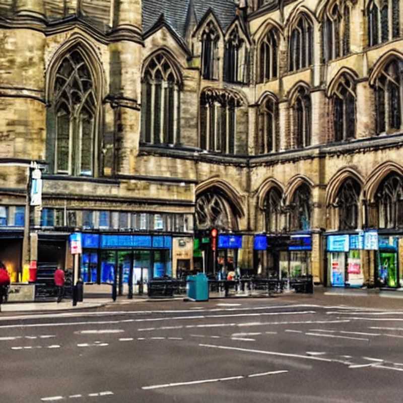 Deux personnes sirotant des cocktails dans un bar chic sur le toit, avec une vue imprenable sur les toits animés de Manchester, au Royaume-Uni, profitant de la quintessence d'un séjour d'été luxueux.