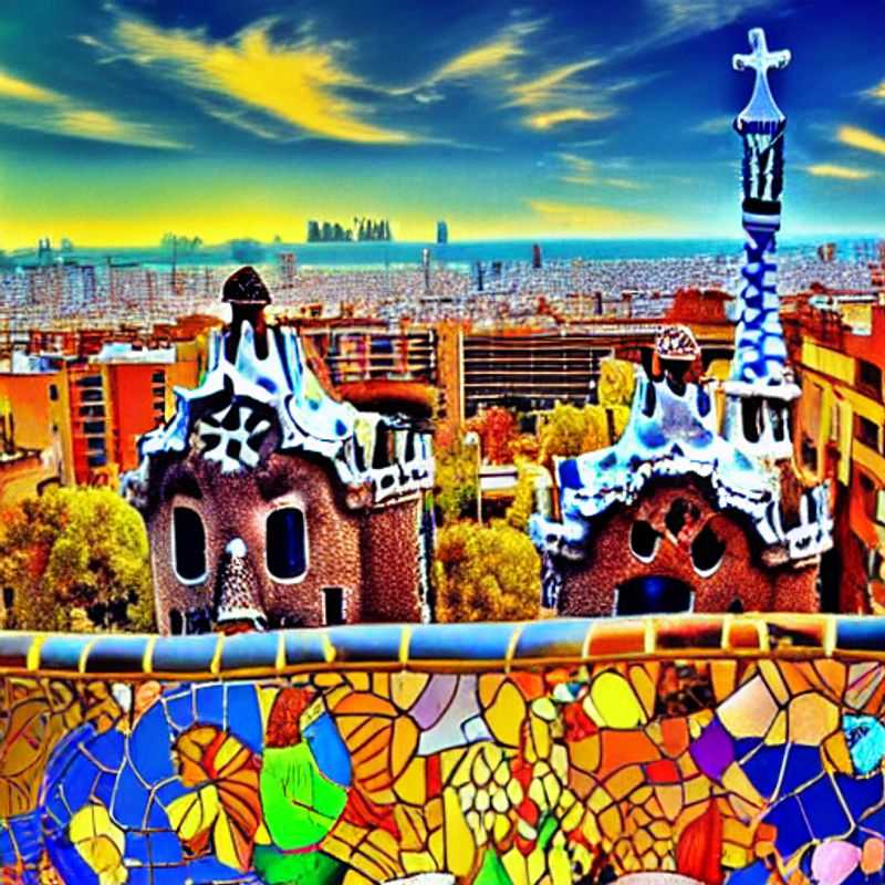 Le luxe à la Barcelonnaise : Admirez l'architecture flamboyante de Gaudí sous le soleil estival, un avant-goût des vacances de luxe qui vous attendent à Barcelone. (Luxury, Barcelona Style: Admire Gaudí's flamboyant architecture under the summer sun, a taste of the luxury holiday that awaits you in Barcelona.)
