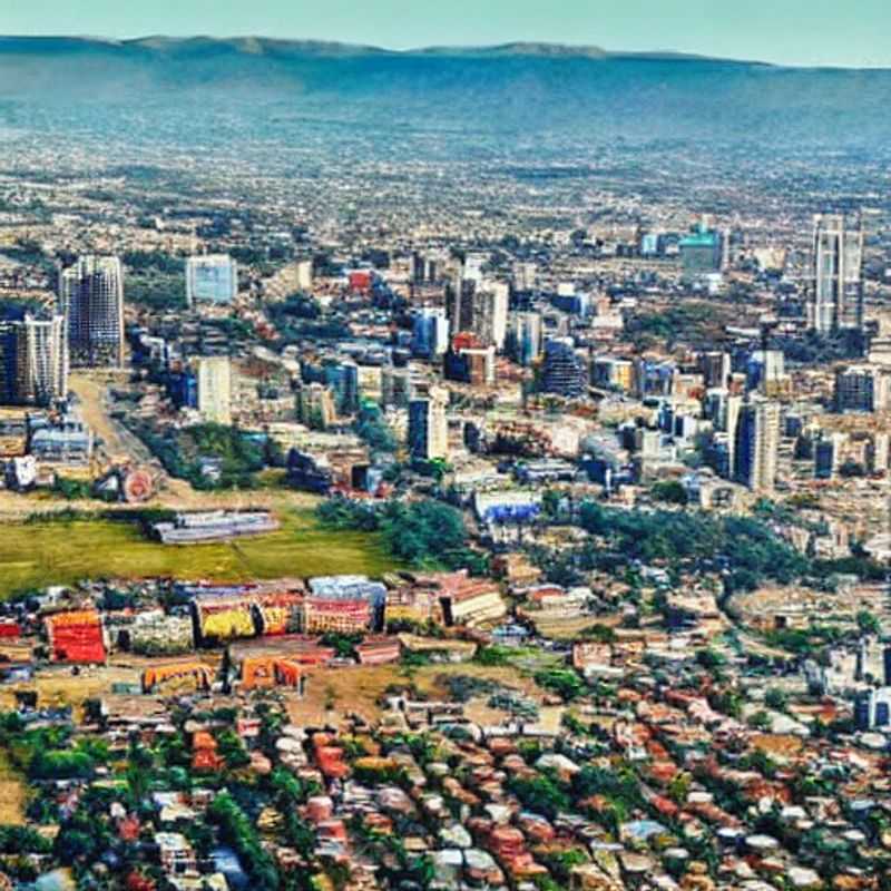 Vue panoramique de Johannesburg, Afrique du Sud, baignée par le soleil d'été, un aperçu du luxe et des aventures qui vous attendent lors de vos vacances estivales.