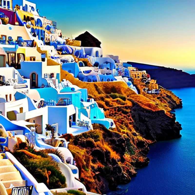 Vue imprenable sur la caldeira de Santorin, avec ses maisons blanchies à la chaux et ses eaux bleues étincelantes, illustrant la quintessence du luxe pour des vacances d'été inoubliables en Grèce.