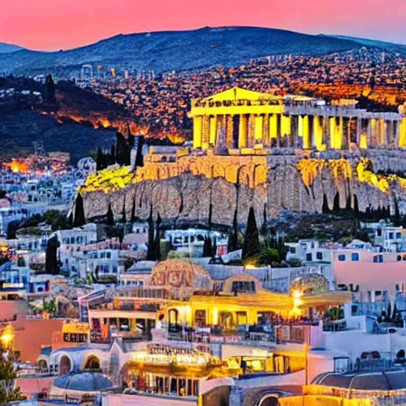 Vista deslumbrante de Atenas, Grécia, sob o sol de verão, com a Acrópole imponente ao fundo, um paraíso luxuoso para férias inesquecíveis.