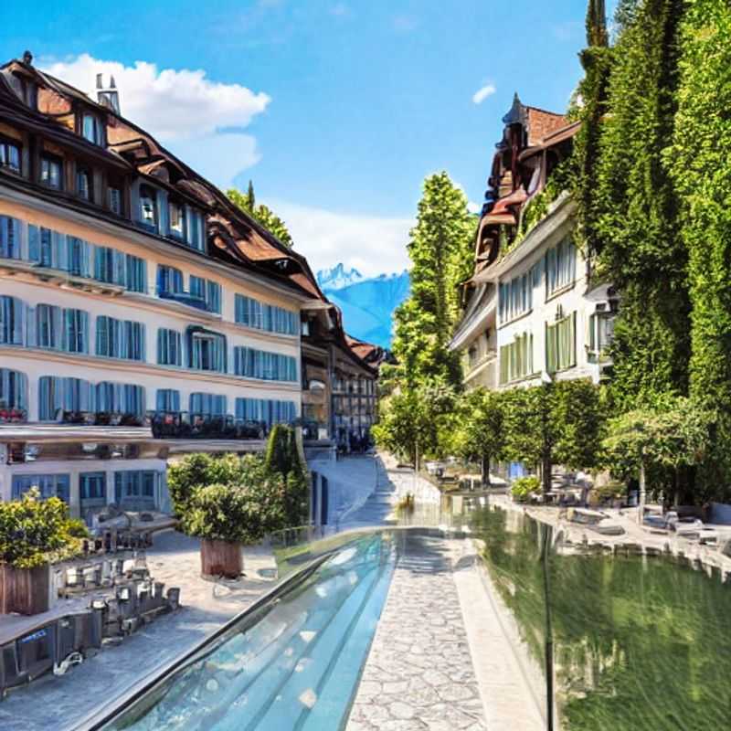 French: Vue panoramique de Lausanne, Suisse, baignée par le soleil estival, incarnant l'élégance d'une destination de vacances de luxe idéale.