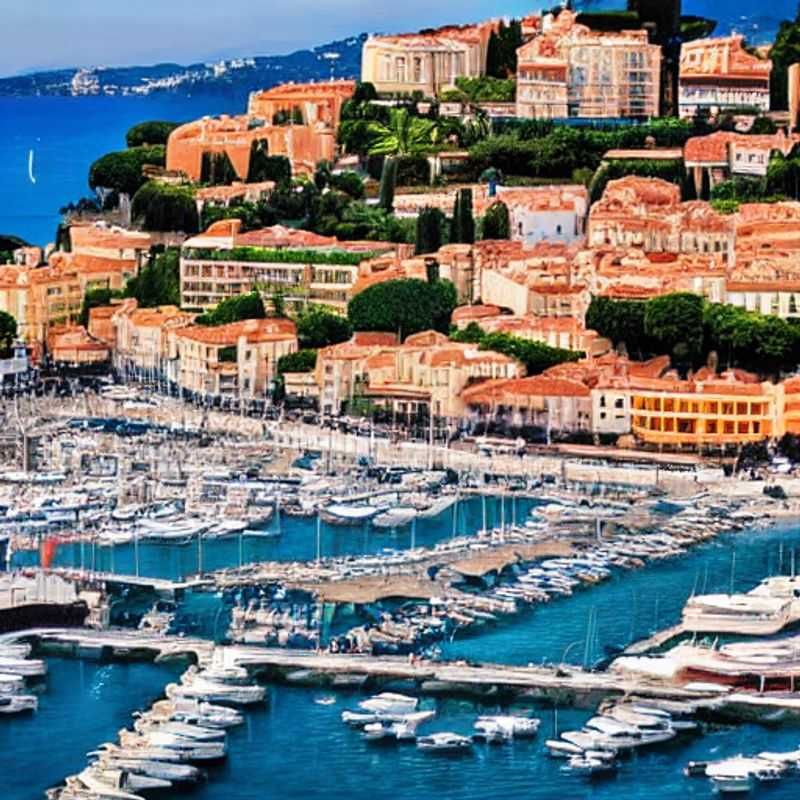Basking in the Riviera sunshine: A glamorous aerial view of Cannes, France, hinting at the luxurious summer holiday awaiting discerning travelers. The sparkling Mediterranean whispers tales of yachts and exclusive events.