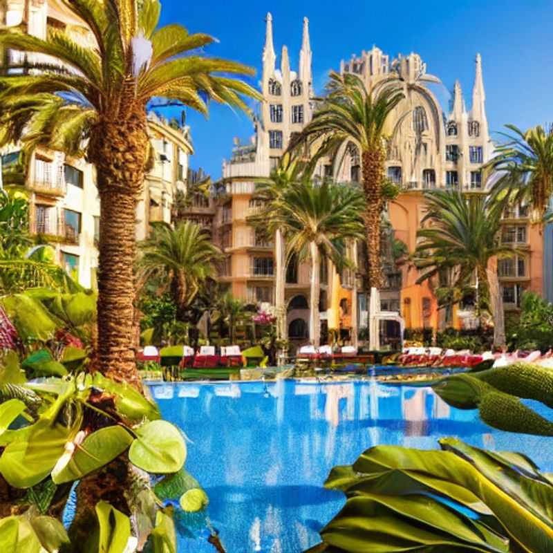 L'élégance de Barcelone sous le soleil d'été : une vue luxueuse capturant l'essence d'une escapade estivale inoubliable. (The elegance of Barcelona under the summer sun: a luxurious view capturing the essence of an unforgettable summer getaway.)