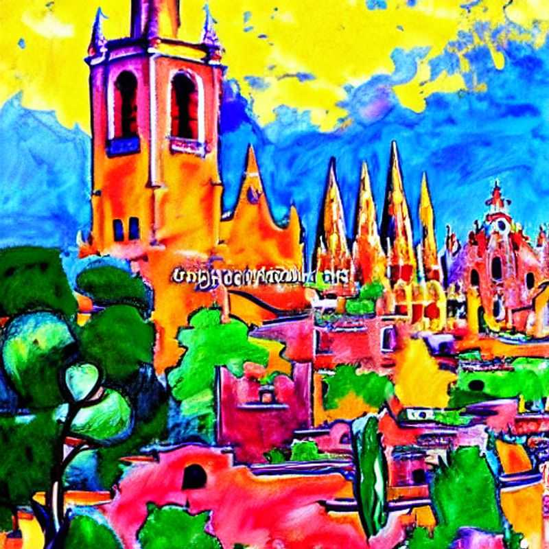 L'élégance colorée de San Miguel de Allende, Mexique, illuminée par le soleil d'été, un décor idéal pour des vacances de luxe inoubliables.