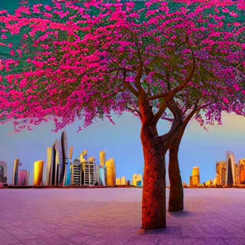Couple profitant du luxe moderne de Doha, Qatar, avec les eaux turquoise scintillantes et l'horizon impressionnant en toile de fond, se demandant si c'est la destination parfaite pour des vacances d'été luxueuses.