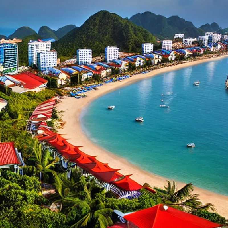 Plages de sable blanc et eaux turquoise à Da Nang, Vietnam : la destination idéale pour des vacances d'été de luxe sous le soleil tropical. (White sand beaches and turquoise waters in Da Nang, Vietnam: the ideal destination for a luxurious summer holiday under the tropical sun.)
