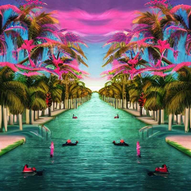 Plage de Miami Beach, USA, baignée de soleil et promesse d'un été luxueux et inoubliable – le sable doré et l'océan turquoise vous attendent. (Miami Beach, USA, bathed in sunshine and promising a luxurious and unforgettable summer – golden sands and turquoise ocean await you.)