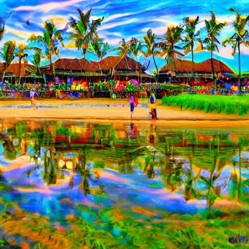 Imaginez-vous : Canggu, Indonésie. Rizières luxuriantes rencontrant des vagues parfaites. Est-ce le paradis pour des vacances d'été luxueuses ? L'image saisit l'essence de Canggu - à vous de le découvrir !