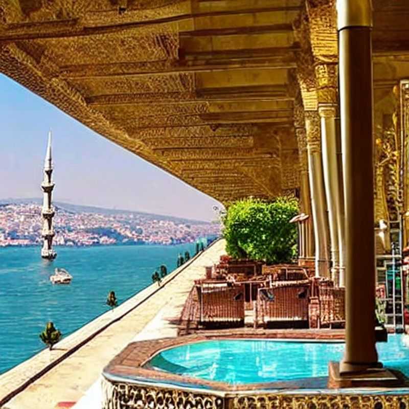 Des couples profitant d'une croisière de luxe sur le Bosphore scintillante, avec les silhouettes dorées des mosquées emblématiques d'Istanbul dessinées sur le ciel d'été turc.