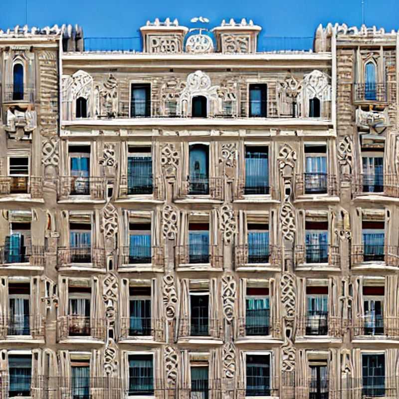Vue imprenable sur l'architecture moderniste de Barcelone, Espagne, sous le soleil d'été, témoignant de son attrait pour des vacances de luxe inoubliables. (Stunning view of the modernist architecture of Barcelona, Spain, under the summer sun, attesting to its appeal for an unforgettable luxury vacation.)