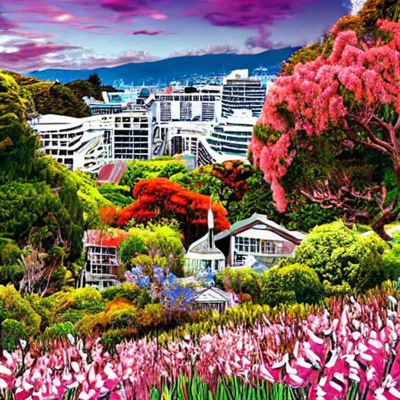 Vue imprenable sur Wellington, Nouvelle-Zélande, baignée par le soleil estival, promesse d'un séjour de luxe inoubliable.