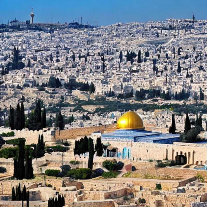 Un groupe de voyageurs se détend sur une terrasse surplombant la magnifique ville historique de Jérusalem, en Israël, lors de leurs vacances d'été de luxe.