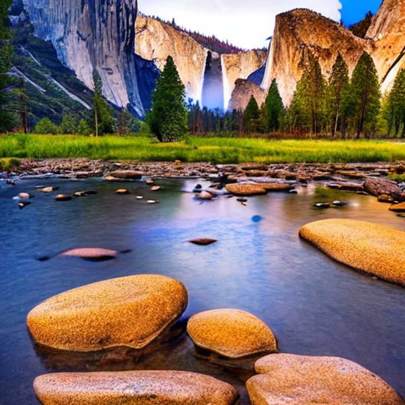 Deux chaises Adirondack luxueuses surplombant la vue grandiose de Yosemite en été, promettant un séjour estival de luxe inoubliable.