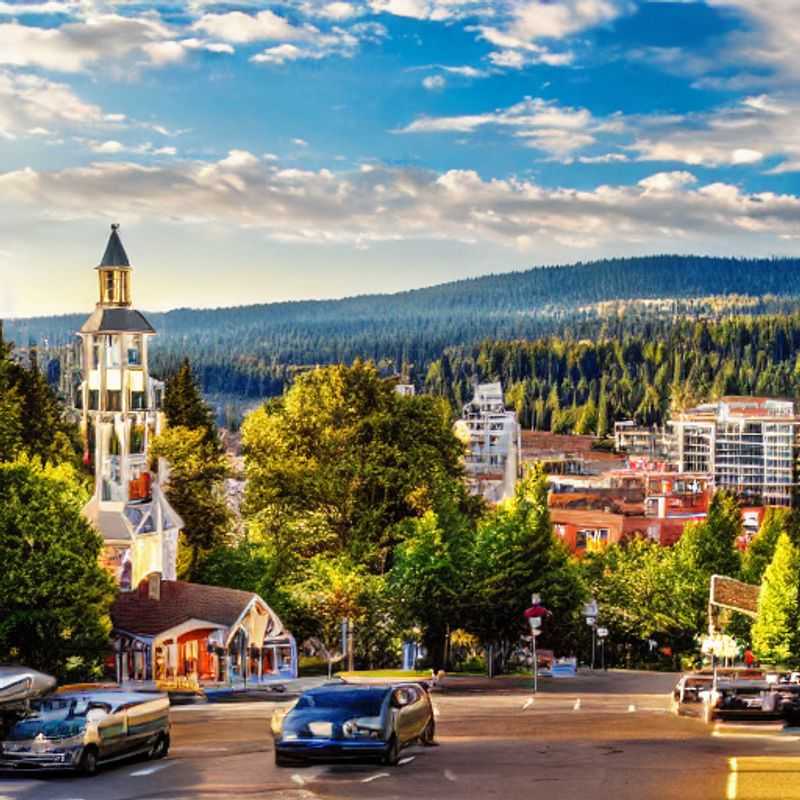Deux verres de Pinot Noir local, reflétant le soleil d'été, devant un paysage luxuriant de Portland, Oregon, soulignant le potentiel d'une escapade estivale luxueuse et mémorable.