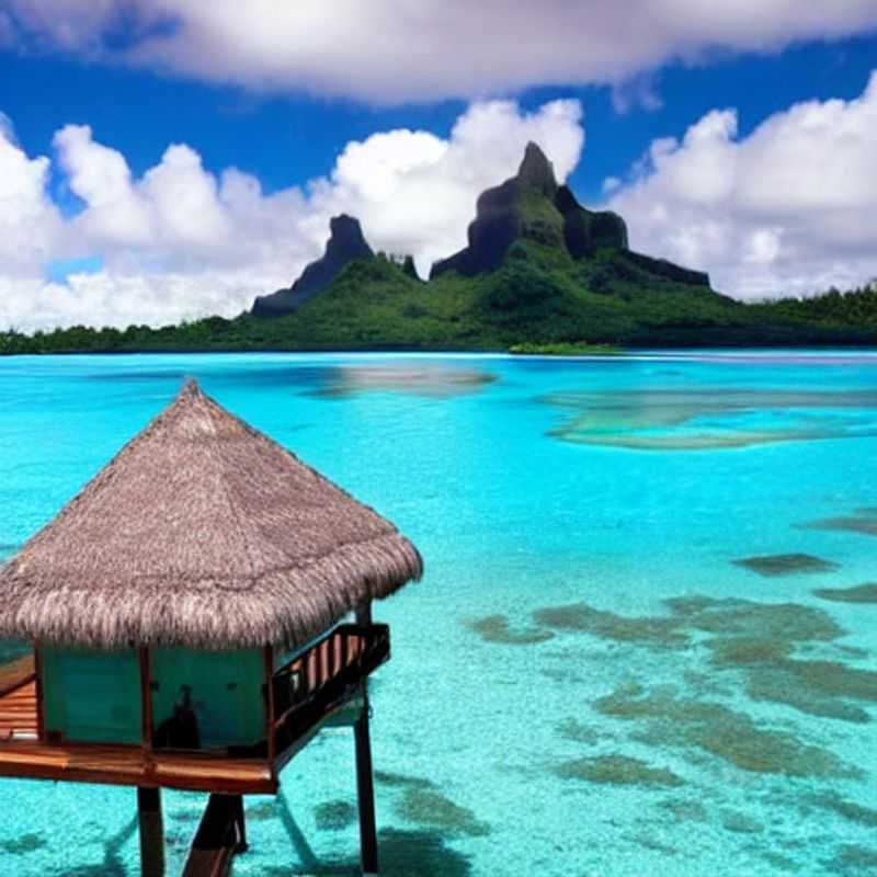 French: Turquoise lagons et bungalows sur pilotis à Bora Bora, le summum du luxe pour des vacances d'été inoubliables en Polynésie française.