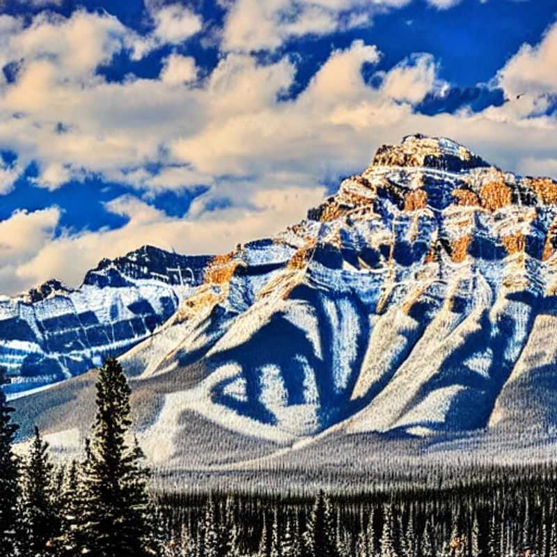Un panorama grandiose de Banff, Canada, avec ses sommets majestueux se reflétant dans les eaux turquoise d'un lac glaciaire, une promesse de luxe et d'aventure pour des vacances d'été inoubliables.