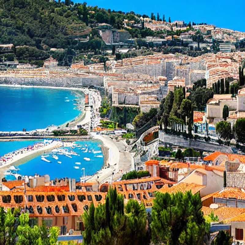 Soleil d'été azuré : Un yacht de luxe navigue dans les eaux scintillantes de Nice, France, incarnant l'élégance et le faste d'une escapade estivale sur la Côte d'Azur. (Azure summer sun: A luxury yacht sails in the sparkling waters of Nice, France, embodying the elegance and splendor of a summer getaway on the French Riviera.)