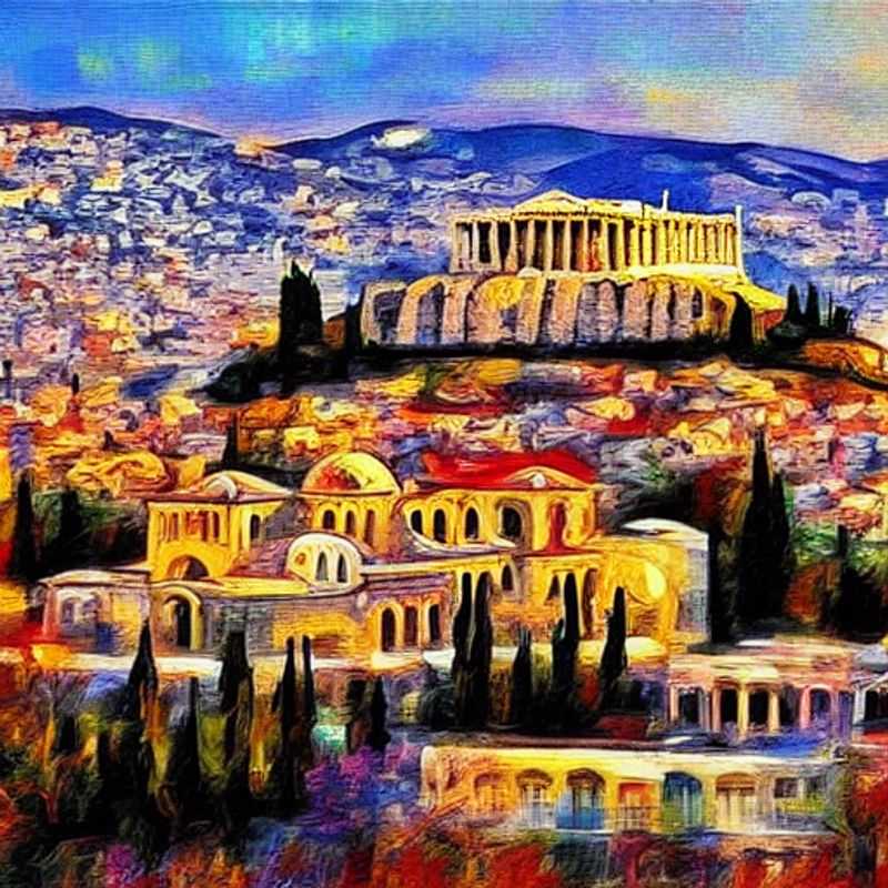 Alt text: **Le soleil embrasse l'Acropole d'Athènes, une vision luxueuse pour des vacances d'été inoubliables en Grèce.** (The sun kisses the Acropolis of Athens, a luxurious vision for an unforgettable summer holiday in Greece.)