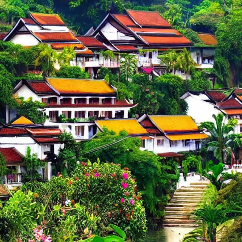 Deux couples profitant de la beauté sereine de Luang Prabang, Laos, une destination idéale pour des vacances d'été luxueuses.