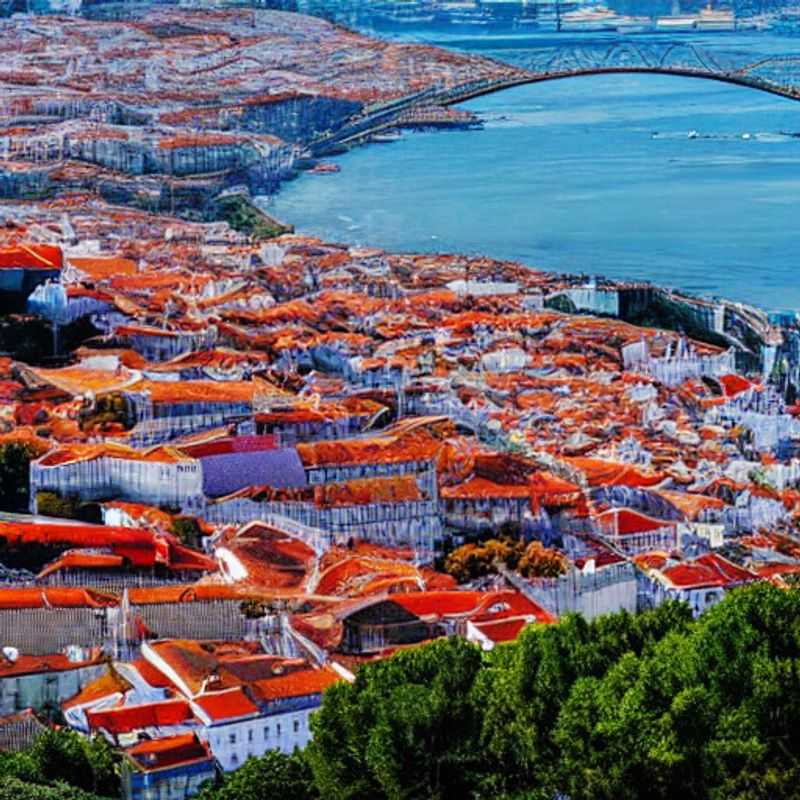 Deux personnes profitant d'une vue imprenable sur Lisbonne depuis un rooftop chic, sirotant des cocktails rafraîchissants sous le soleil d'été portugais – le luxe à son paroxysme.