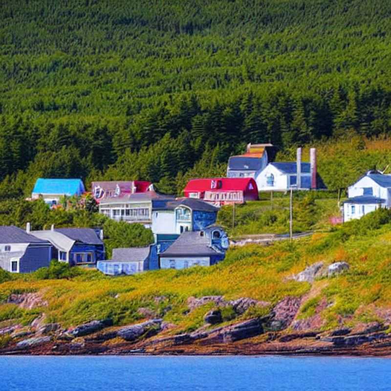 Vues panoramiques sur la côte sauvage et luxuriante de l'Île du Cap-Breton, Canada, un joyau caché pour des vacances d'été luxueuses et inoubliables. (Panoramic views of the wild and lush coastline of Cape Breton Island, Canada, a hidden gem for a luxurious and unforgettable summer vacation.)