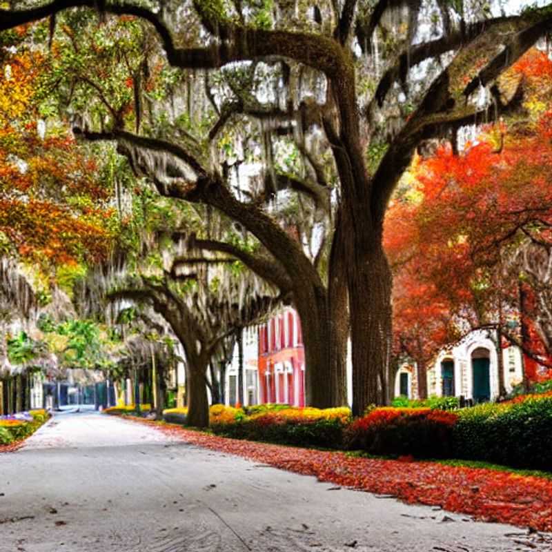 L'élégance sudiste rencontre le luxe estival : une vue charmante de Savannah, USA, promettant des vacances inoubliables sous le soleil de Géorgie.