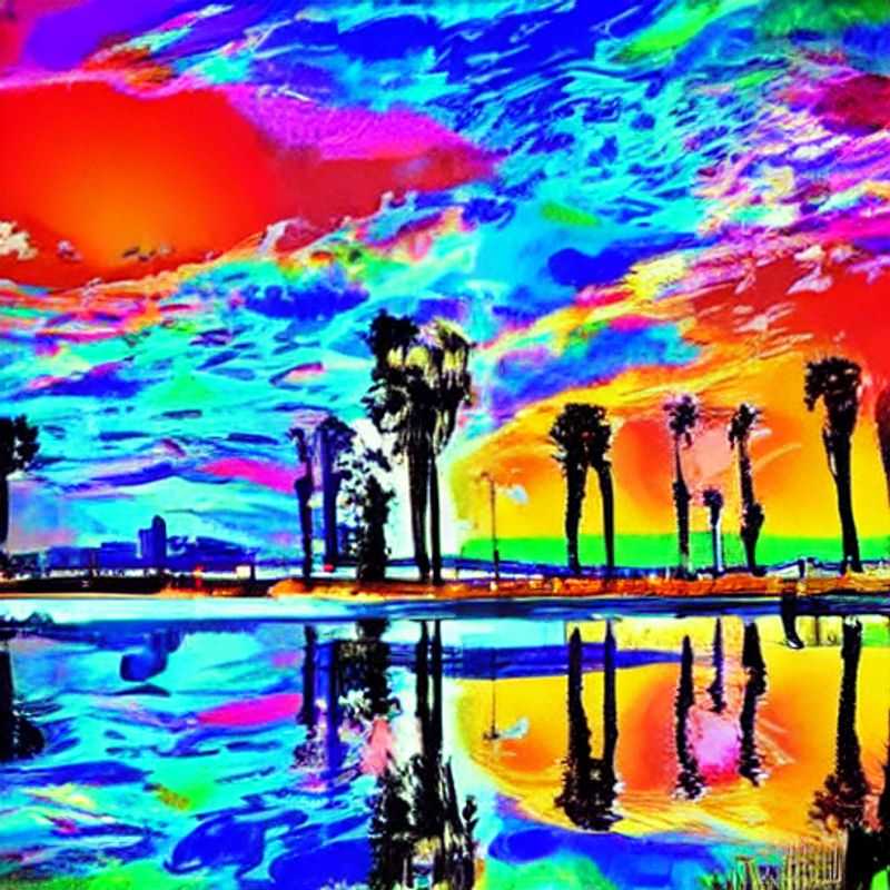 Sun-kissed San Diego: Palm trees sway against a backdrop of sparkling turquoise waters, hinting at the luxurious beachside experiences and vibrant summer vibes awaiting visitors in Southern California's jewel.