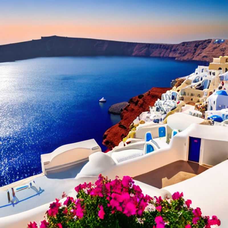 Deux couples profitant du coucher de soleil emblématique de Santorin, Grèce lors de leurs vacances d'été luxueuses.