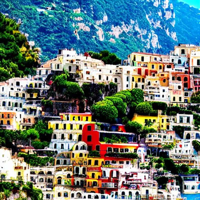 Quatre amis profitent du soleil estival éclatant de la magnifique côte amalfitaine, en Italie, lors de leurs vacances de luxe estivales.