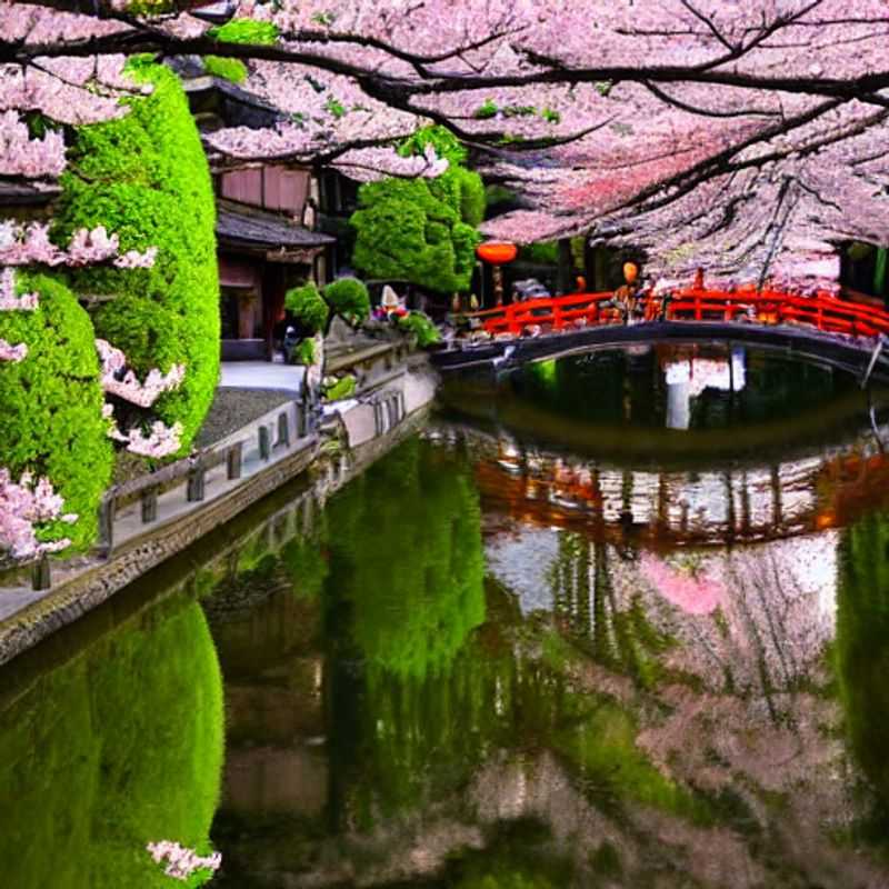 Un paysage luxuriant de Kyoto, au Japon, avec ses temples anciens baignés dans la douce lumière estivale, une promesse de vacances d'été luxueuses et inoubliables.