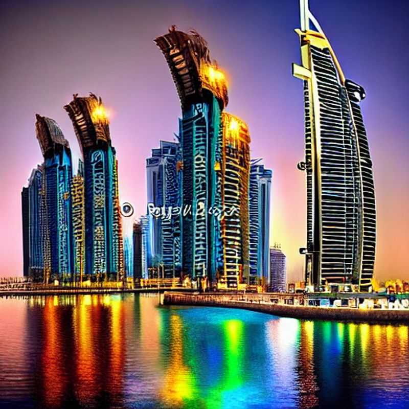 Vue imprenable sur les gratte-ciel étincelants de Dubaï, Émirats arabes unis, illuminés par le soleil d'été, un aperçu du luxe opulent qui attend les voyageurs en quête de vacances estivales inoubliables.