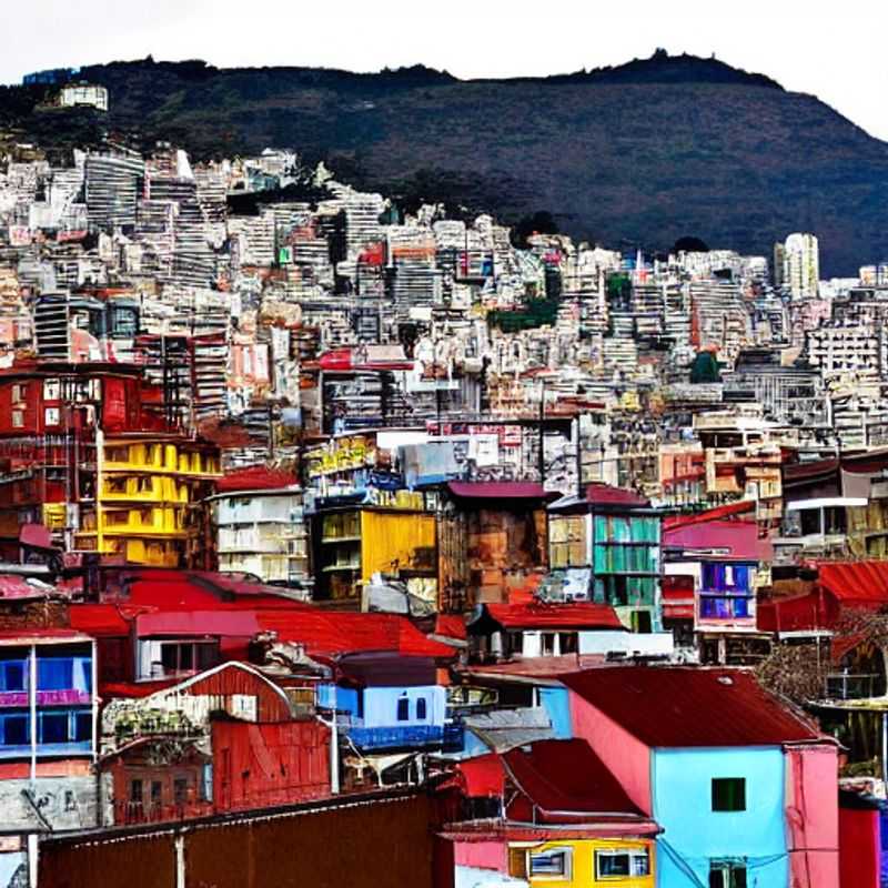 Vista colorida de Valparaíso, Chile, com suas casas vibrantes e atmosfera artística, capturada em um dia ensolarado de verão – explorando se este destino único é ideal para férias de luxo.