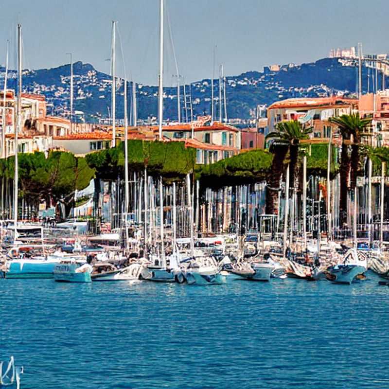 Des vues imprenables sur la scintillante Côte d'Azur depuis Cannes, incarnant le luxe et l'élégance d'un été parfait. (Breathtaking views of the sparkling French Riviera from Cannes, embodying the luxury and elegance of a perfect summer.)
