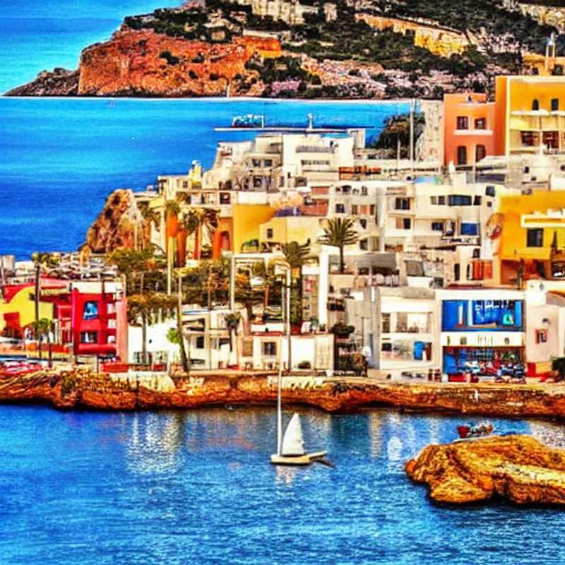 *Vue imprenable sur les eaux turquoise d'Ibiza, Espagne, symbolisant l'élégance et l'exclusivité d'une escapade estivale de luxe.*