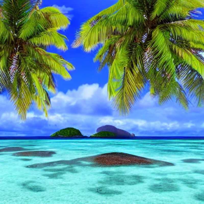 Casal desfrutando das águas azul-turquesa e da areia branca e imaculada das Seychelles, um paraíso tropical perfeito para umas férias de verão luxuosas e inesquecíveis.