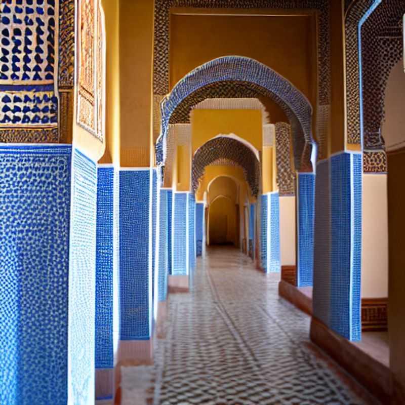 A luxurious oasis in Marrakech, Morocco, showcasing vibrant colors and intricate details, hinting at the unforgettable summer holiday experience that awaits.