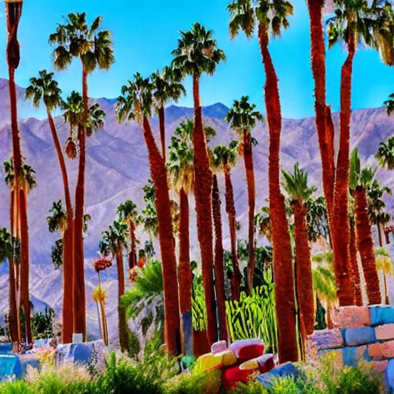 Casais aproveitando o sol radiante de Palm Springs, EUA, um oásis de luxo e estilo no deserto, perfeito para umas férias de verão inesquecíveis.