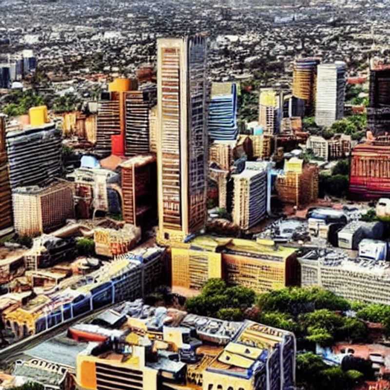 Johannesburg rayonne sous le soleil estival : une vue luxueuse de la ville d'or, promettant des vacances d'été inoubliables en Afrique du Sud.