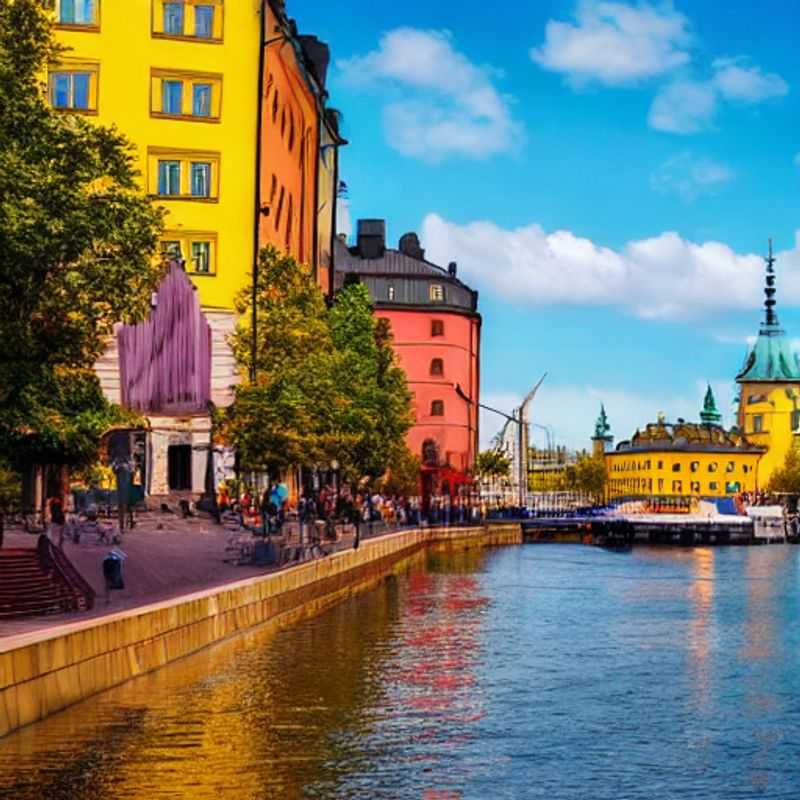 Stockholm en été : Une vue luxueuse de Gamla Stan (la vieille ville), baignée dans la lumière dorée du soleil de minuit, un joyau scandinave idéal pour des vacances estivales haut de gamme.