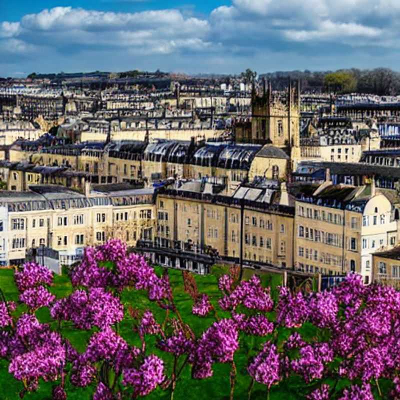 Deux couples profitant du charme estival de Bath, Royaume-Uni, une destination idéale pour des vacances luxueuses en été.