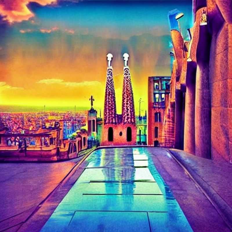 Vue imprenable sur Barcelone, Espagne, où le luxe rencontre l'été méditerranéen, faisant rêver à des vacances inoubliables. (Stunning view of Barcelona, Spain, where luxury meets the Mediterranean summer, inspiring dreams of an unforgettable vacation.)