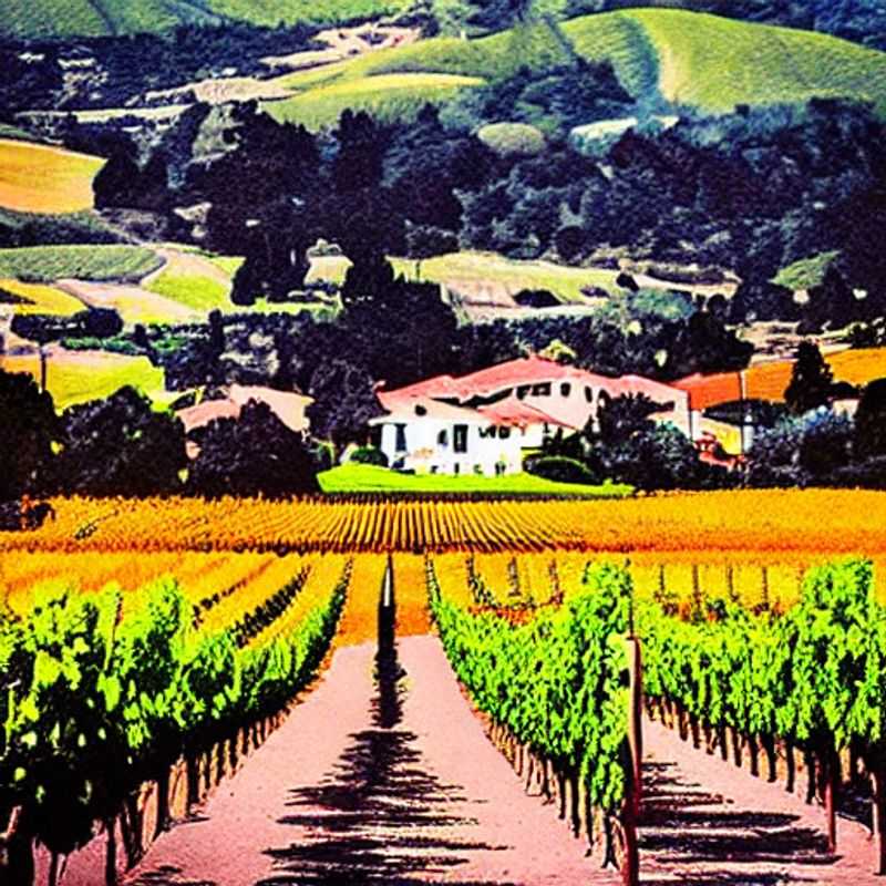 Deux couples profitent du magnifique paysage des vignobles ensoleillés de la vallée de Napa, aux États-Unis, lors de leur escapade estivale luxueuse.